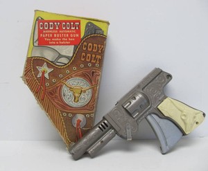 Vintage CODY COLT Metal Paper Buster Gun wOriginal Box