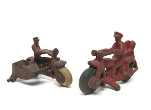 2 Original 1920s era Cast Iron Motorcycle Toys
