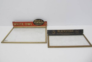 2 Antique Cigar Store Advertising Glass &amp Tin Cigar Box Display Lids