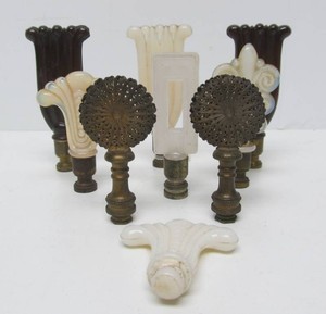 Wonderful Lot of Antique Lamp Finials - Aladdin Glass etc