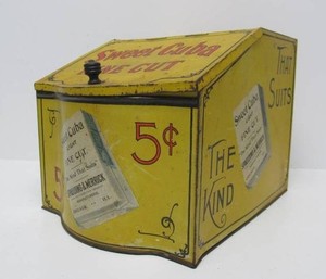 Antique 1890s SWEET CUBA Fine Cut Store Display Tin Litho Tobacco Bin