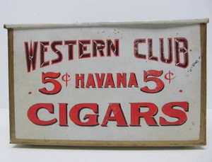 Antique Tin WESTERN CIGARS Advertising Cigar Store Display&nbsp