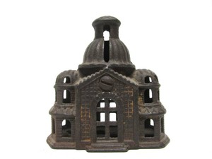 Antique Cast Iron Castle Coin Bank