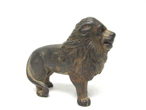 Antique Cast Iron Lion Coin Bank