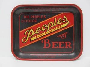 Orig 1930's PEOPLES BEER Duluth, Minn Advertising Beer Tray