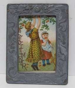 Small Early Antique 1870s era Metal Tintype Photo Picture Frame