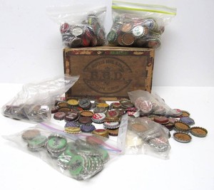 Large Collection of Old Vintage Cork Lined Advertising Bottle Caps