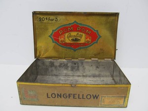 Antique POM POM Cigar Store Countertop Cigar Display Tin