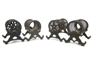 Great Lot of 4 Antique Cast Iron Office Desk Letter Holders