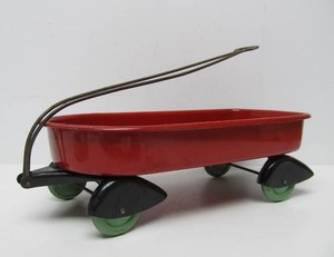 Excellent Orig Vintage Wyandotte Deco Metal Toy Wagon wGreen Wheels