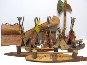 Large Lot of 1930s-50s era Native American Souvenirs &amp Handicraft Items