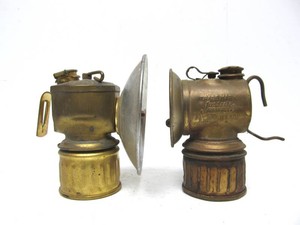 2 Antique JUSTRITE Miners Lamps