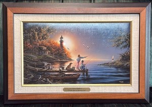 Terry Redlin Framed Lakeside Print with Dog, Dock & Rowboat
