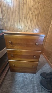 Small Wooden Three-Drawer Chest with Round Pulls