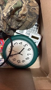 Household Variety Lot Clock, Remotes, Flashlights & Thermos
