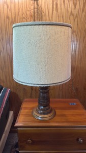 Table Lamp with Turned-Style Base & Cream Drum Shade