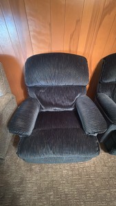 Dark Striped Manual Recliner with Padded Arms