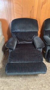 Dark Striped Manual Recliner with Padded Arms
