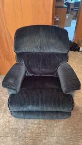Dark Striped Upholstered Manual Reclining Chair