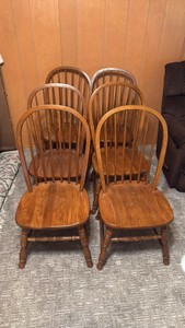Set of Six Wooden Spindle-Back Dining Chairs
