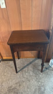 Wooden Sewing Machine Cabinet with Fold-Out Top & Machine