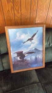 Framed Eagle & Mountain Landscape Print