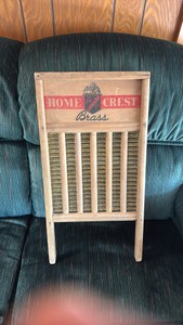 Wood-Framed Washboard with Ribbed Scrubbing Panel