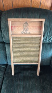 Wood-Framed Washboard with Ribbed Scrubbing Panel