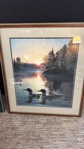Two Framed Wildlife Prints with Eagle & Waterside Scenes