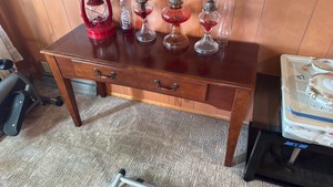 Wooden Writing Desk with Drawer Storage & Metal Pulls - Desk Only