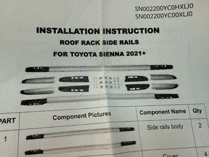 Roof Rack Side Rails ForToyota Sienna 2021
