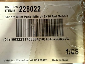 Kasota Slim Panel Mirror 9x36-Antique Gold