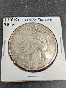 1935-S Peace Dollar, Toned Reverse, 4 Rays