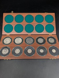 10-Piece United States Coin Collection With Wooden Display Case