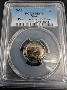 2026 Niue Pirate Treasure $1 1G 9KT Gold PCGS MS70