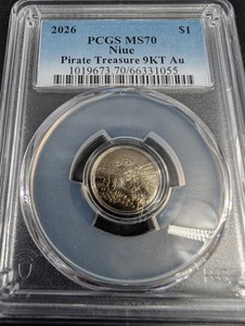2026 Niue Pirate Treasure 9KT 1G Gold $1 PCGS MS70 Coin