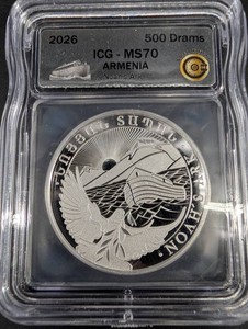2026 Armenia 500 Dram Noahs Ark 1 Oz Coin ICG MS70