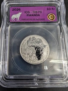 2026 Rwanda 10 Franc 110 oz Silver Coin ICG MS70