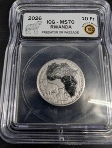 2026 Rwanda 10 Francs ICG MS70 999 Silver