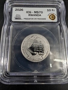 2026 Rwanda 10 Fr Predator Or Passage Silver Coin ICG-MS70