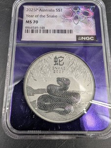 2025P Australia $1 Year of the Snake NGC MS 70