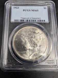 1923 Peace Silver Dollar PCGS MS65