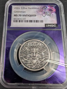 2026 12 oz Ascension Island $1 Greenman NGC MS 70