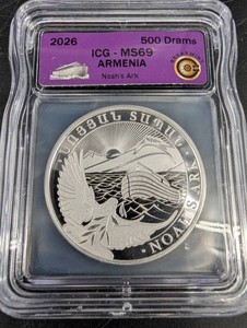 2026 Armenia 500 Drams Noahs Ark 1 Oz Silver ICG MS69