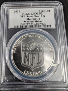 Warren Moon Signed 2026 1 oz NFL Super Bowl LX Round