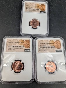 Lot of 3 NGC 2025-D Lincoln Cents, Brilliant Uncirculated