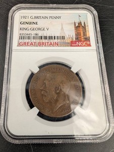 1921 Great Britain Penny King George V NGC Encapsulated
