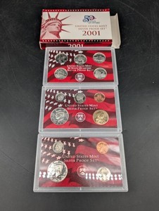 2001 United States Mint Silver Proof Sets, Lot of 3