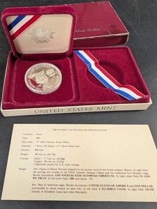 1983 Olympic Silver Dollar Proof With Presentation Case