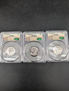 Lot of 3 1776-2026-D CAC MS63 Revolutionary War 25C Quarters